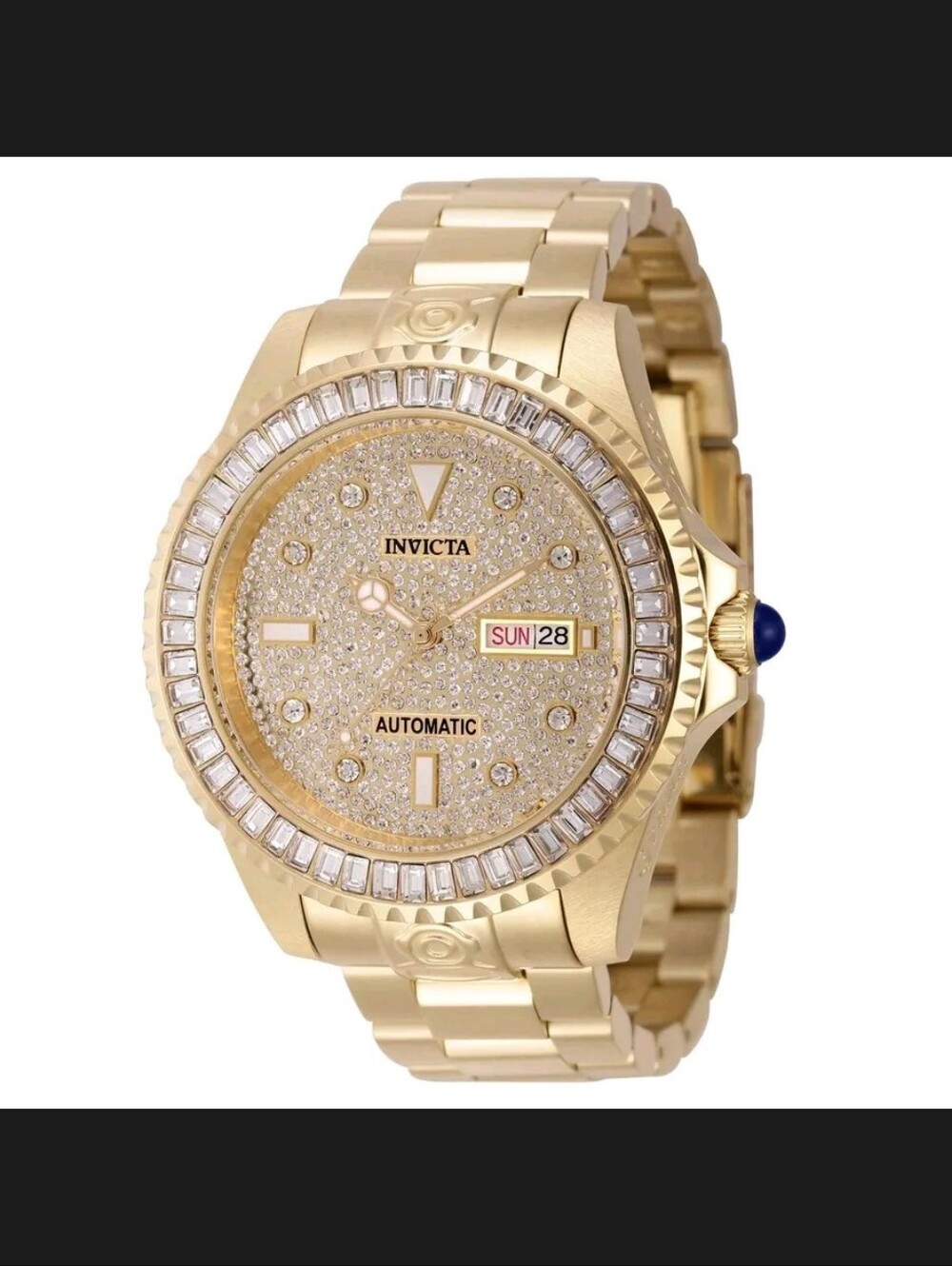 Invicta Grand Diver Men's Gold-Tone Automatic Watch with Crystal Pave Dial 47mm
